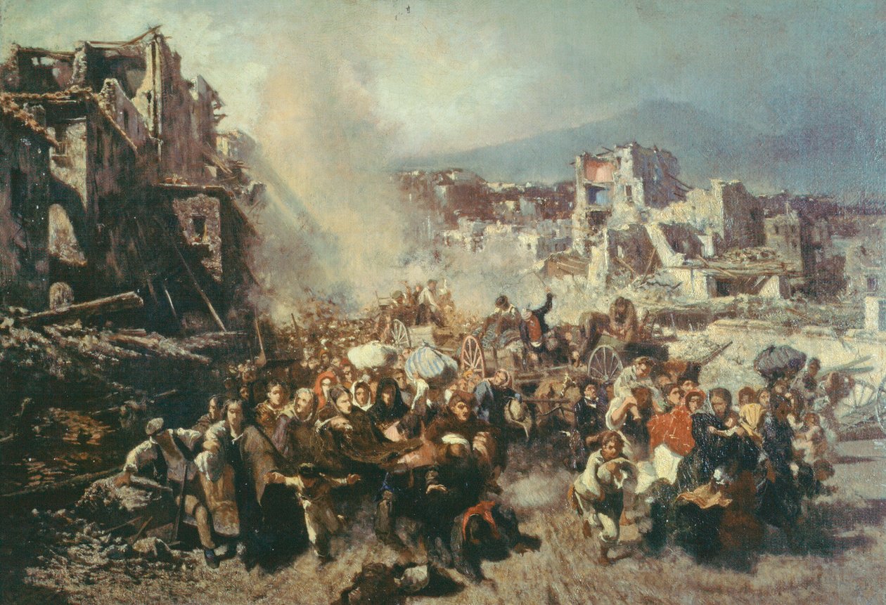 Jordskælv i Torre Del Greco, af Michele Cammarano (1835-1920), olie på lærred af Michele Cammarano