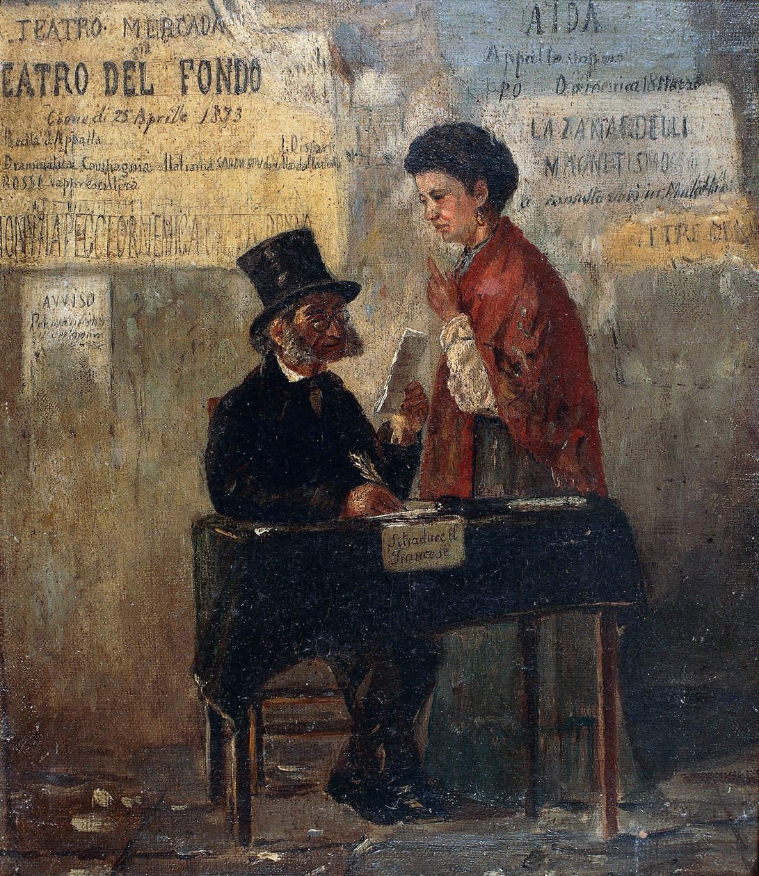 Teaterplakater og offentlig skribent af Michele Cammarano (1835-1920) af Michele Cammarano