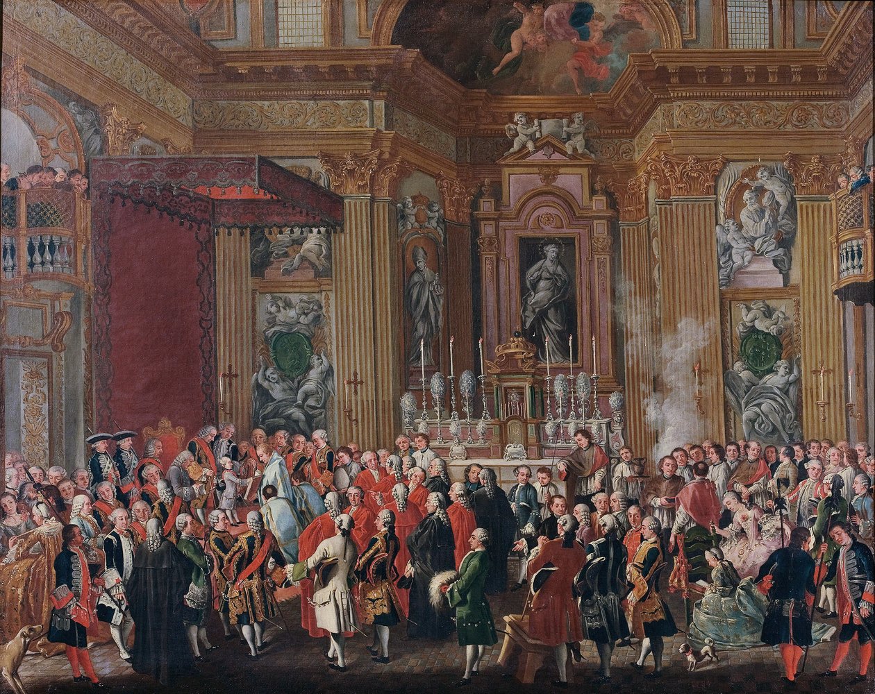 "Ferdinand IV tages i ed som konge af Napoli". af Michele Foschini