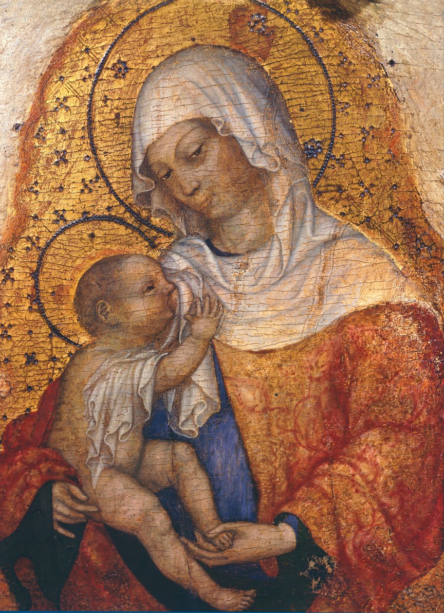 Madonna med barn, af Michele Giambono (aktiv 1420-1462), 43x29 cm af Michele Giambono