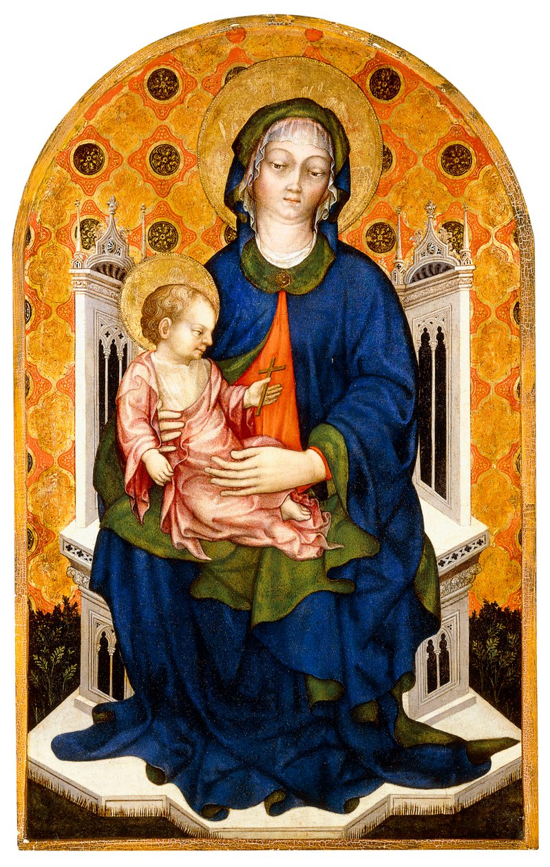 Madonnaen og barnet troner, af Michele Giambono