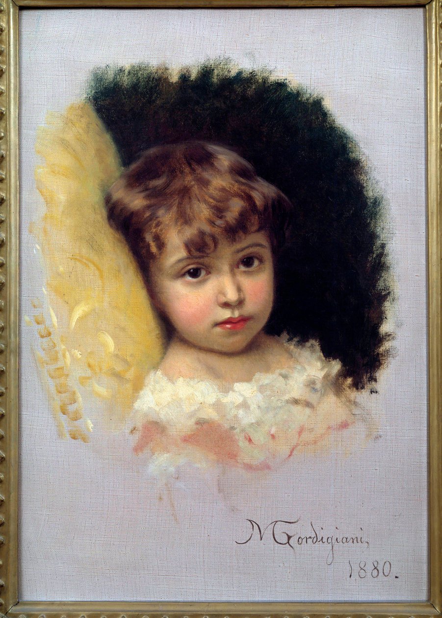 Børneportrætmaleri af Michel Gordigiani (1830-1909) 1880 Firenze, Museum of Modern Art af Michele Giordigiani