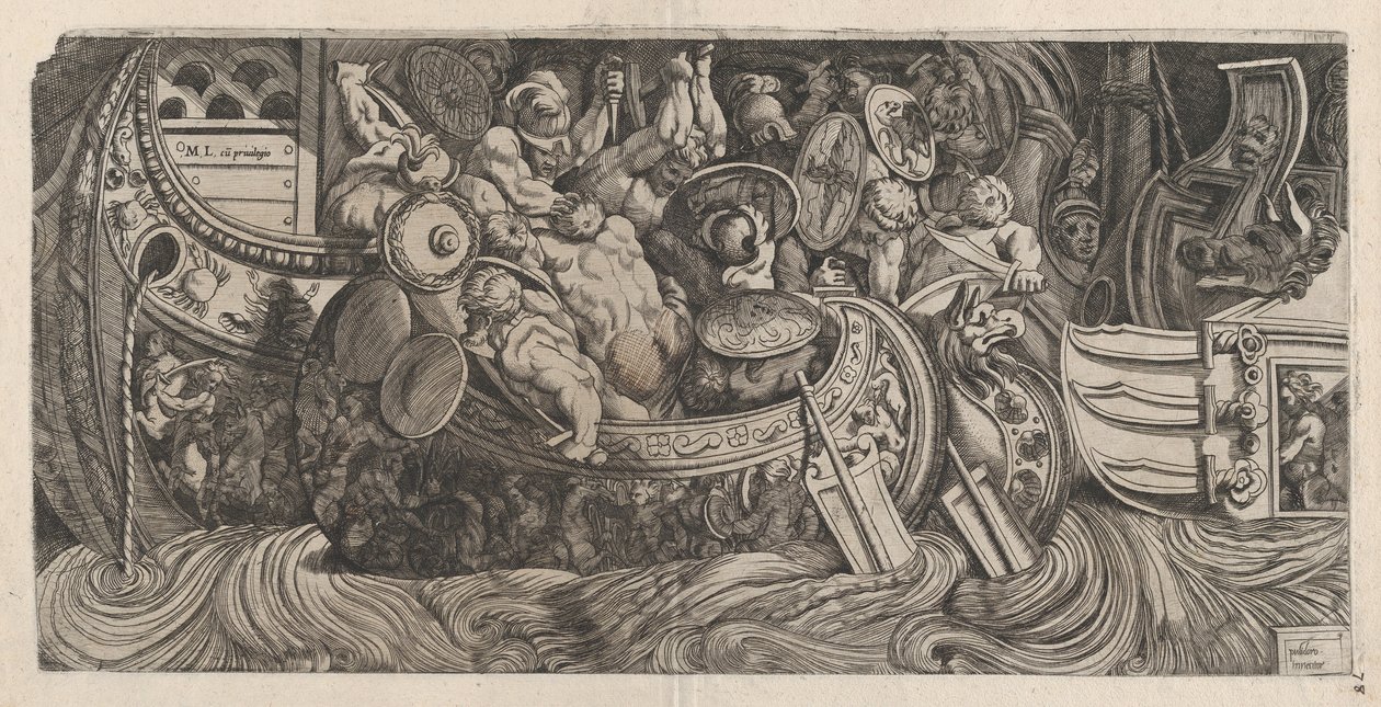 Mirror of Roman Magnificence: Naval Battle, 16. århundrede., 16. århundrede. af Michele Lucchese