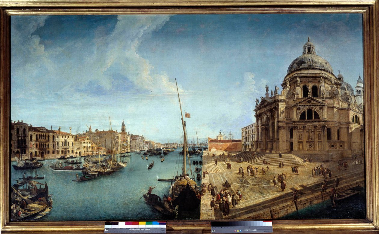 Udsigt over indgangen til Canal Grande og på Salutkirken i Venedig Maleri af Michele Marieschi (1710-1741) 1700-tallet søn. 1,25x2,13 m af Michele Marieschi