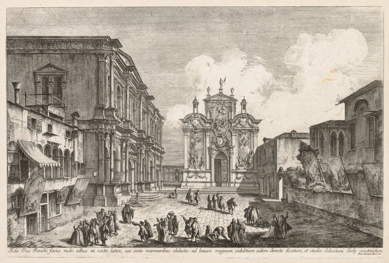 Udsigt over Venedig: Campo S. Rocco af Michele Marieschi
