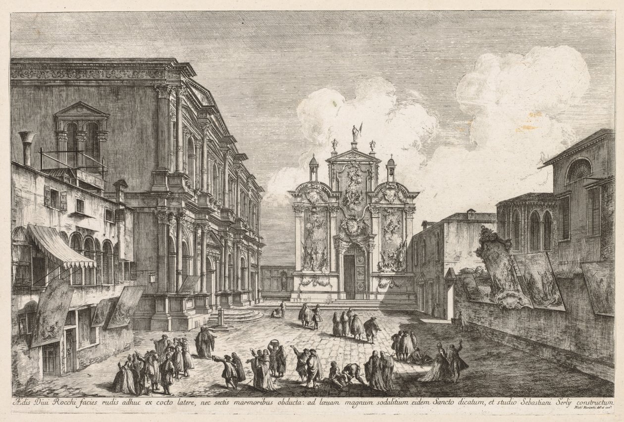 Udsigt over Venedig: Campo S. Rocco, 1741. af Michele Marieschi