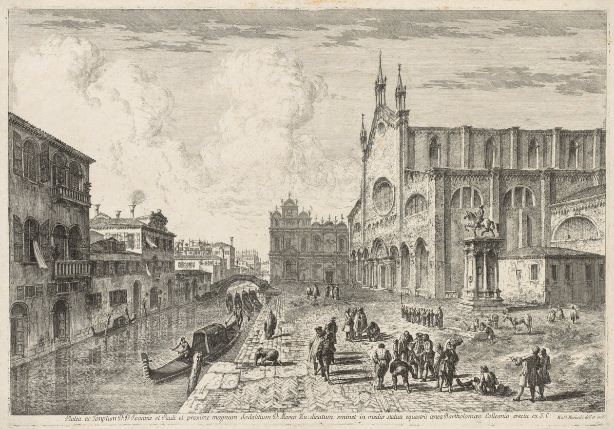 Udsigt over Venedig: Campo S. S. Giovanni e Paolo af Michele Marieschi
