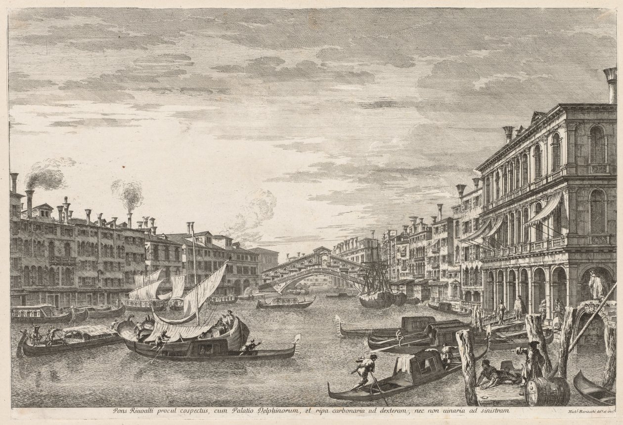 Udsigt over Venedig: Rialto af Michele Marieschi