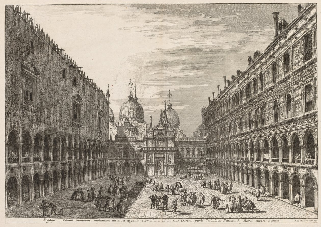 Udsigt over Venedig: The Courtyard of the Ducal Palace, 1741. af Michele Marieschi