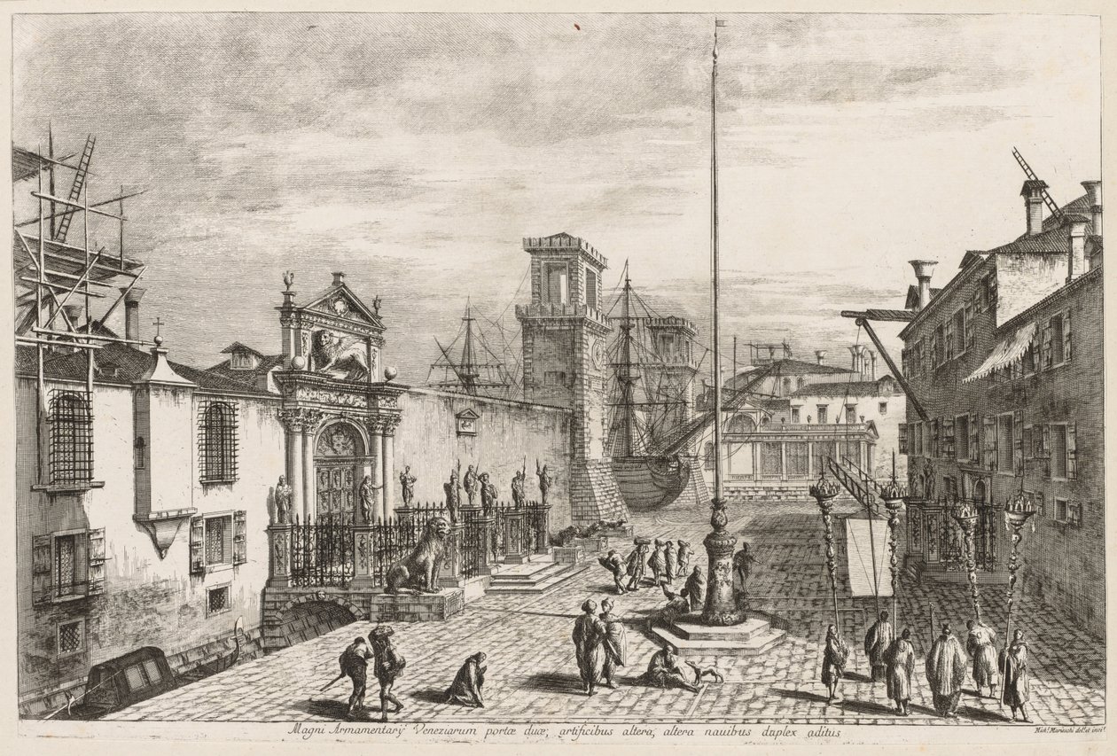 Udsigt over Venedig: The Gates of the Arsenal af Michele Marieschi