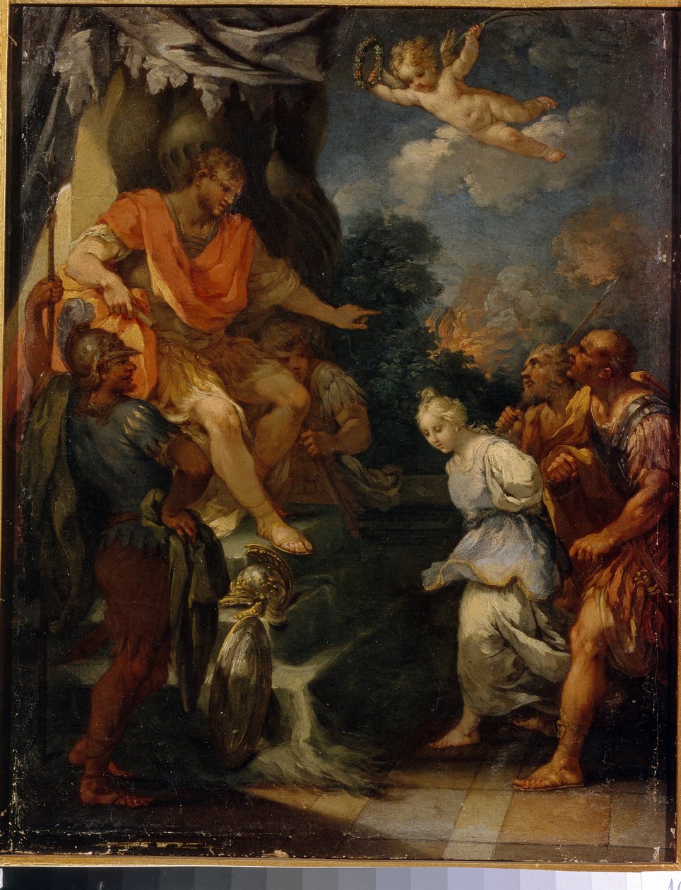 Martyr foran prokonsulen. (Forfølgelse af kristne i Romerriget). Maleri af Michele Rocca (cirka 1670-cirka 1751), olie på lærred. Italiensk kunst (Parma), slutningen af ​​det 17.-18. århundrede, barokkunst. Statens museum for udenlandsk kunst i Republikken af Michele Rocca