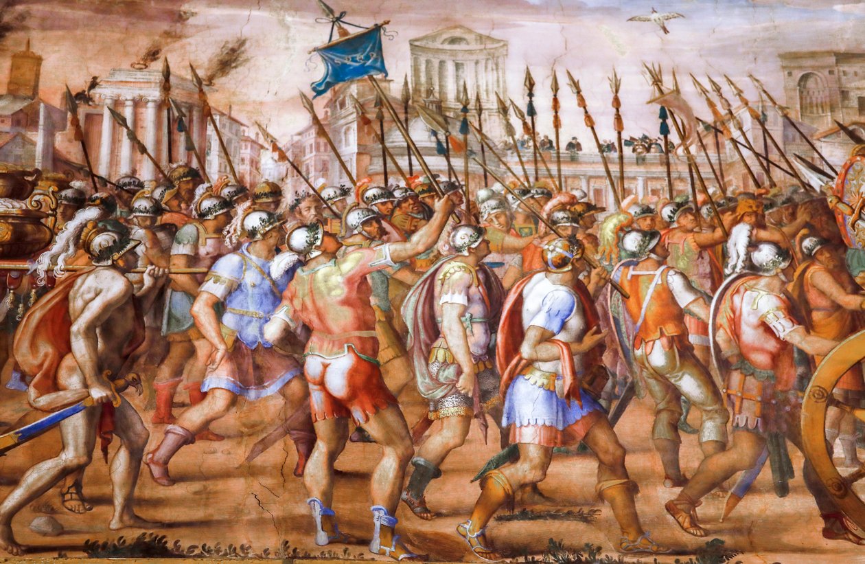 Triumf for konsul Lucius Aemilius Paulus over Perseus, konge af Makedonien (detaljer), omkring 1570 (fresko) af Michele and Rocchetti Jacopo Alberti