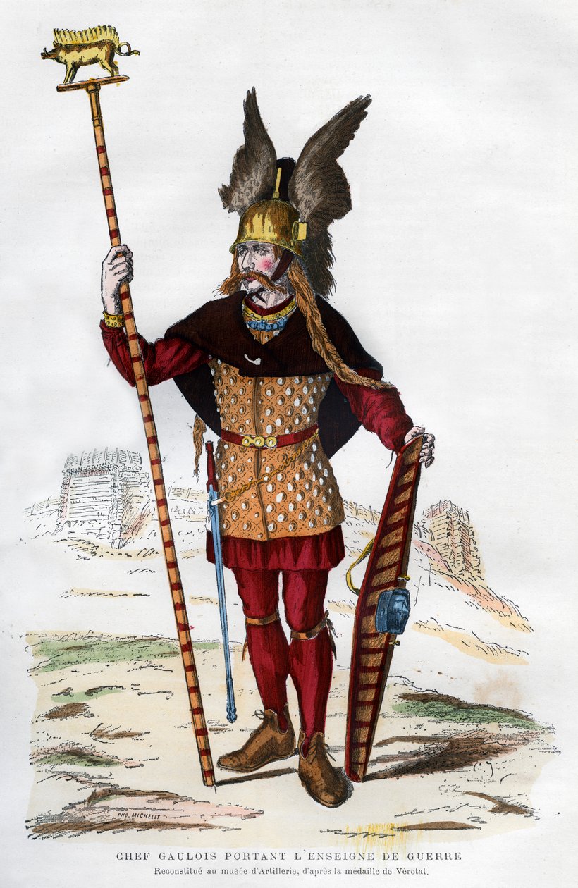 Galliens høvding i kampdragt med standard, 1882-1884. af Michelet
