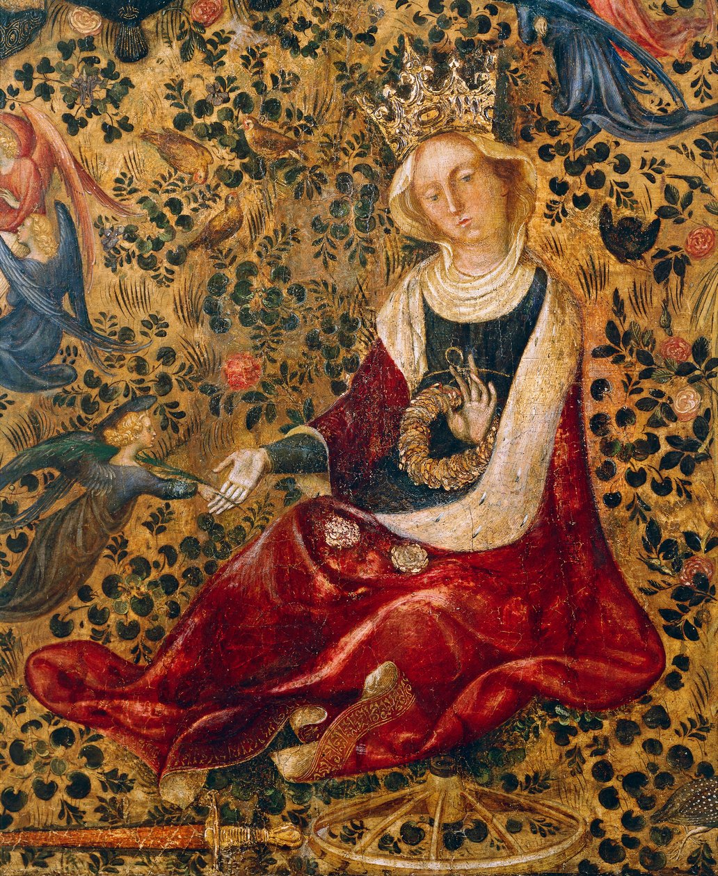 St Catherine of Alexandria, detalje fra Madonna of Rose Garden af ​​Michelino da Besozzo (ca. 1370-1455) eller Stefano da Verona (ca. 1374-1438), tempera på panel, 63x42 cm af Michelino Molinari da Besozzo