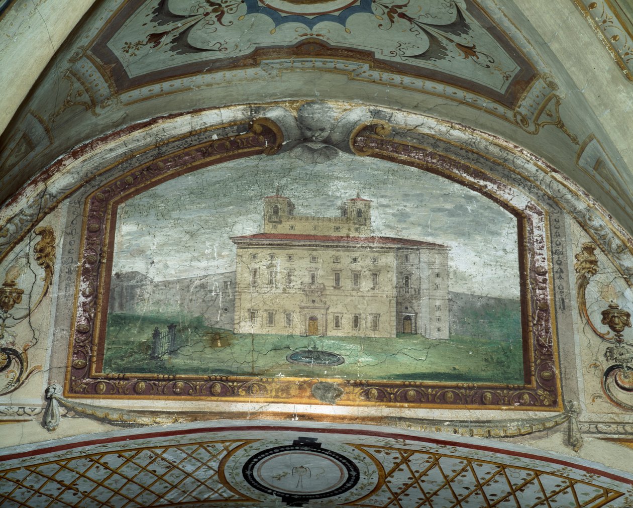 Detalje af en fresco, Villa Medicea di Careggi fresco af Michelozzo di Bartolommeo