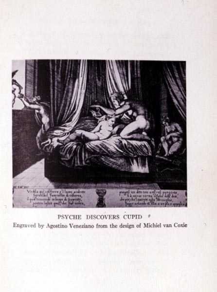 Psyche opdager Amor, graveret af Agostino Veneziano (1490-1540) af Michiel I after Coxie or Coxcie