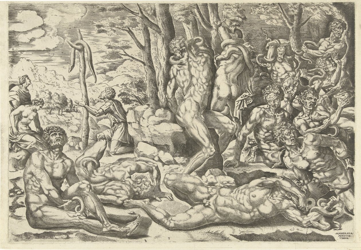 Tilbedelsen af ​​den skamløse slange af Michiel Coxie (I) (attributed to)