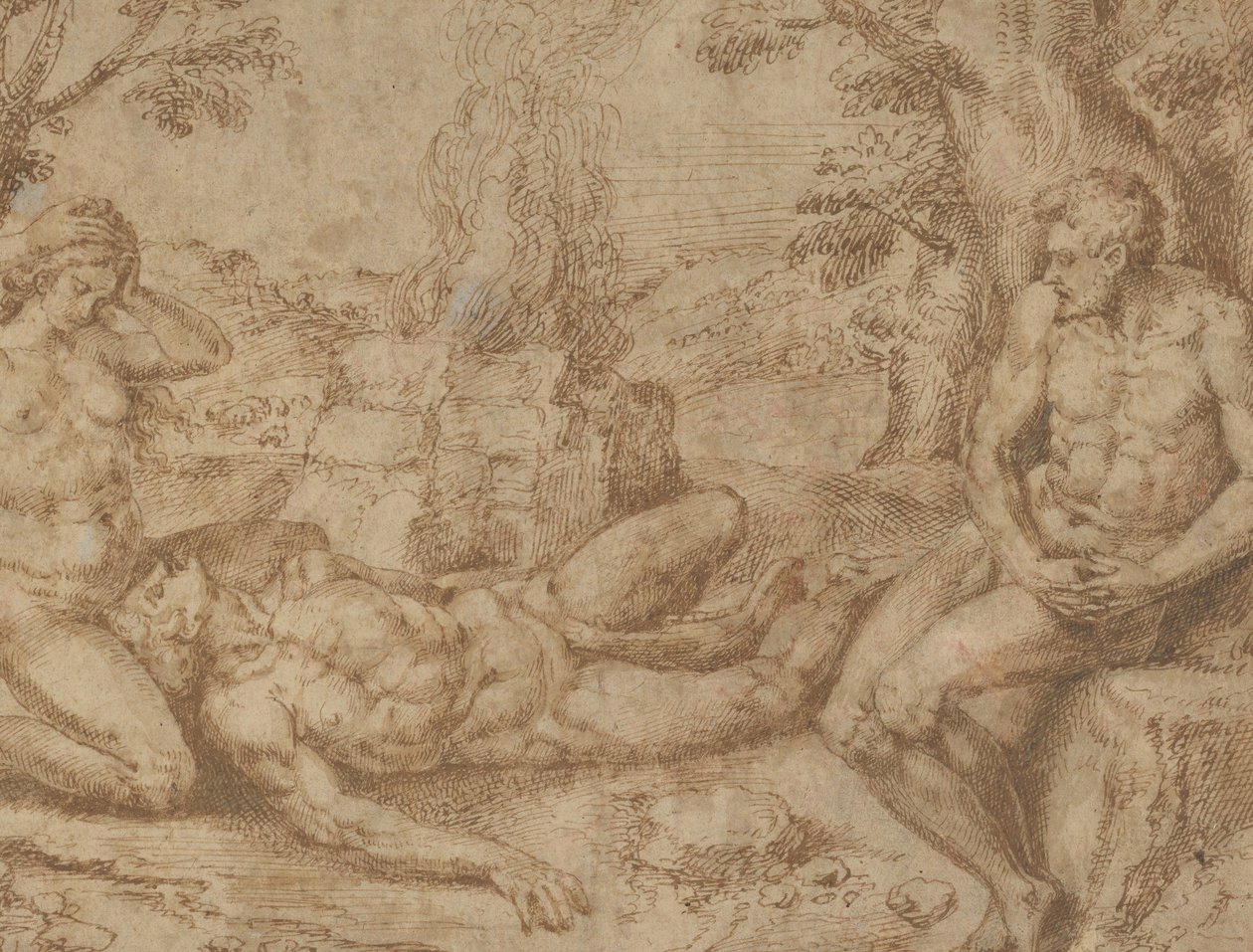 Adam og Eva sørger over Abels død, ca. 1576. af Michiel Coxie
