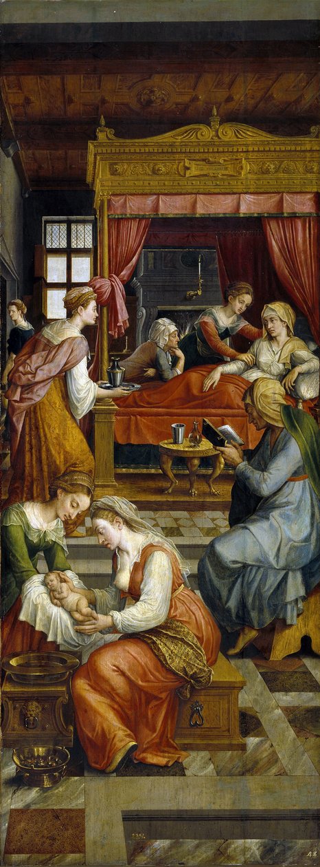The Birth of the Virgin by Coxciedani af Michiel I Coxie or Coxcie