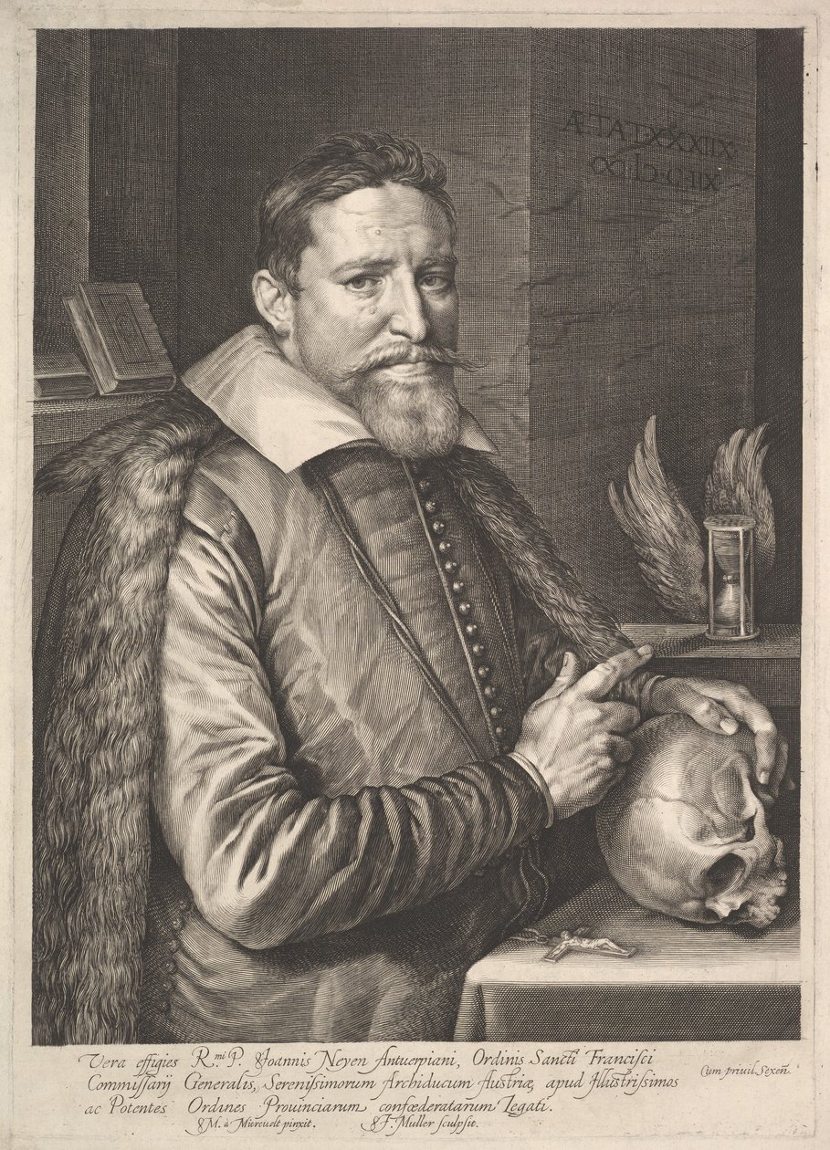 Portræt af Joannes Neyen, general af Franciskanerbrødrenes Orden, ambassadør i Trier, 1608. af Michiel Jansz van Miereveld