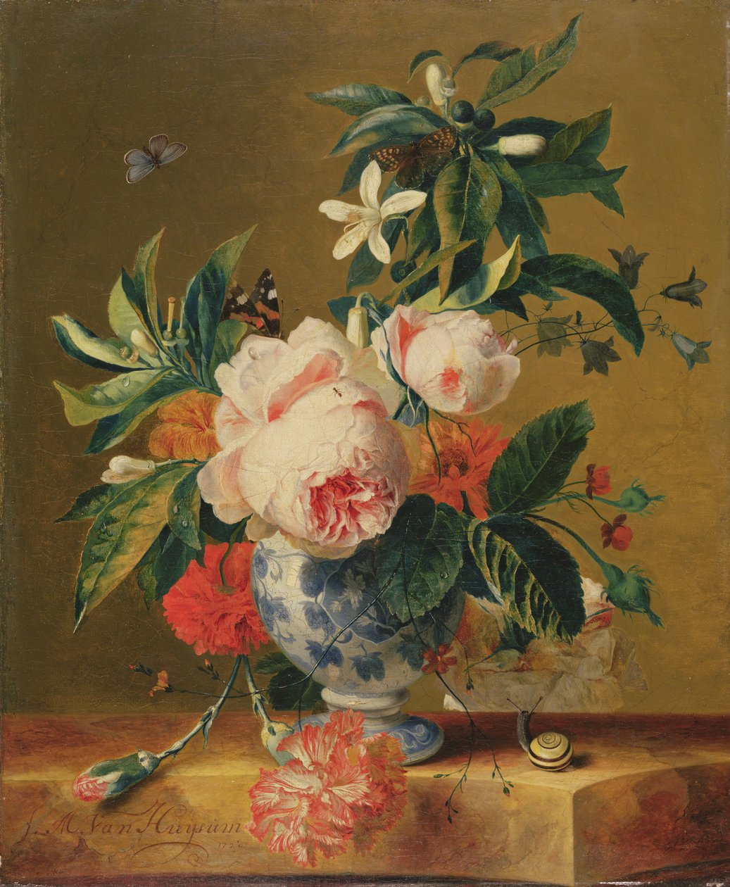 En vase med blomster, 1729 af Michiel Van Huysum