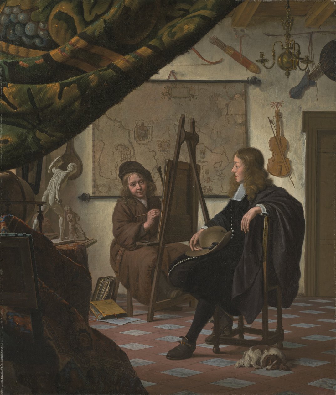 Et selvportræt af kunstneren i hans atelier af Michiel van Musscher