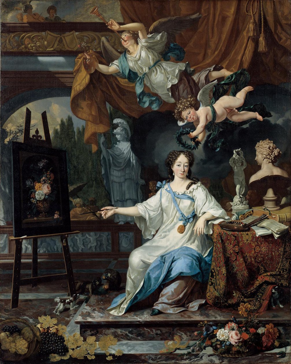 Allegorisk portræt af en kvinde, sandsynligvis Rachel Ruysch (1664-1750) af Michiel van Musscher