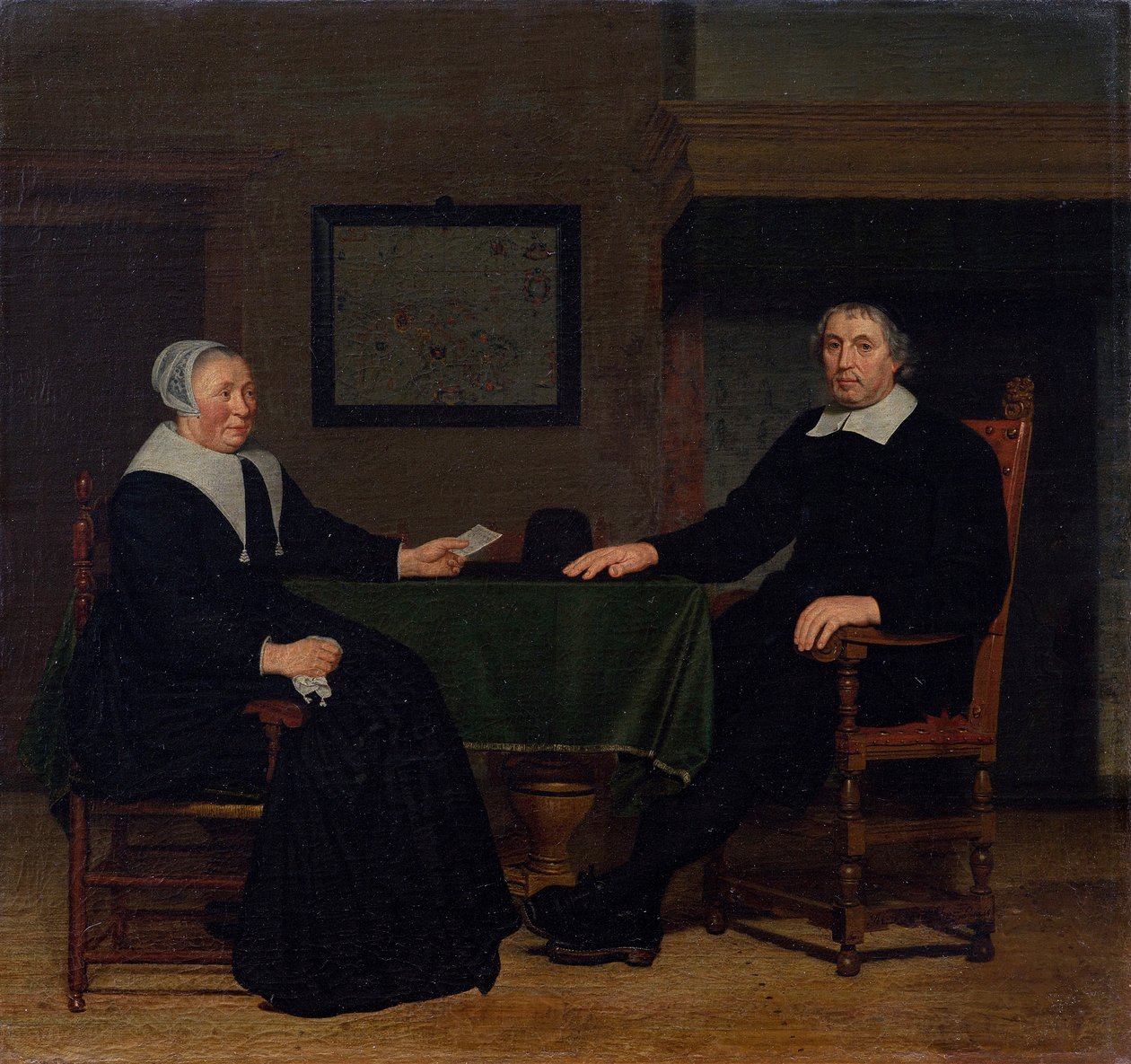 Portræt af Adriaen Corver og hans kone Rijckje Theulingh. af Michiel van Musscher