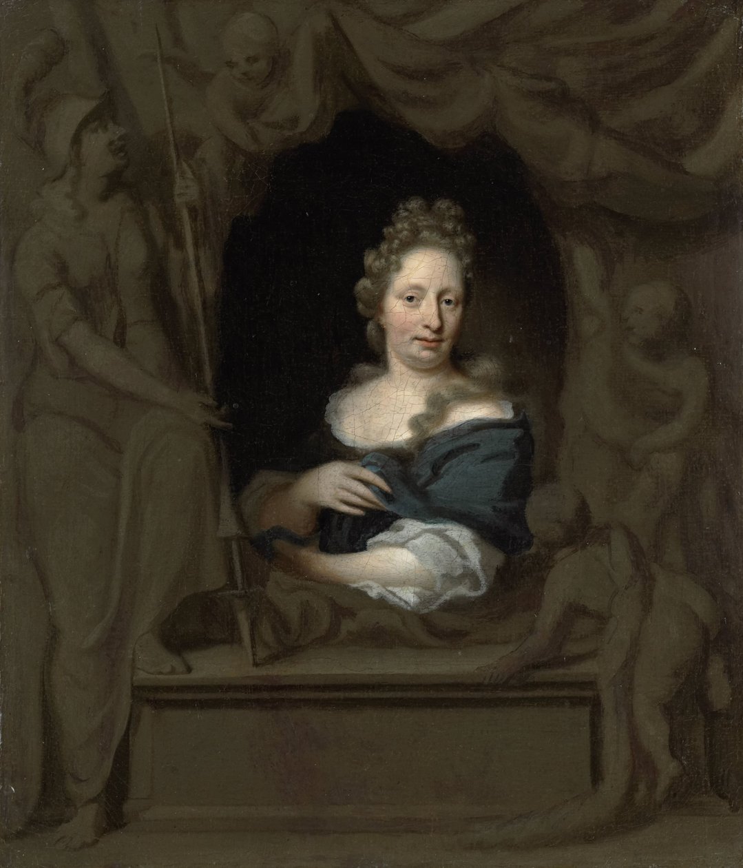 Portræt af Eva Visscher, Michiel van Musschers hustru af Michiel van Musscher