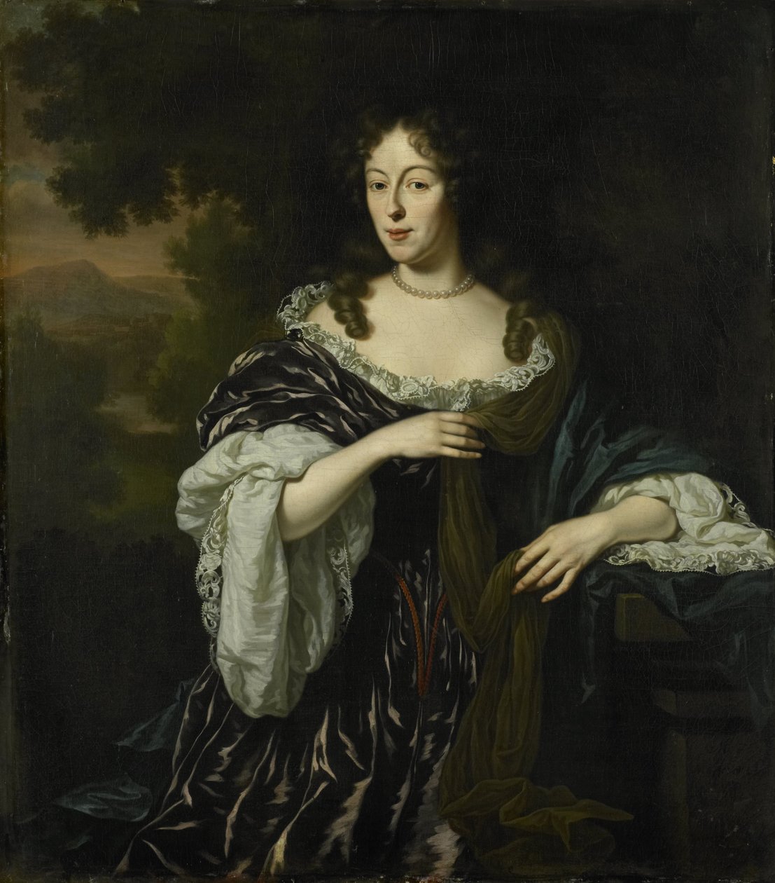Portræt af Maria Schaep, Hendrick Bickers hustru af Michiel van Musscher