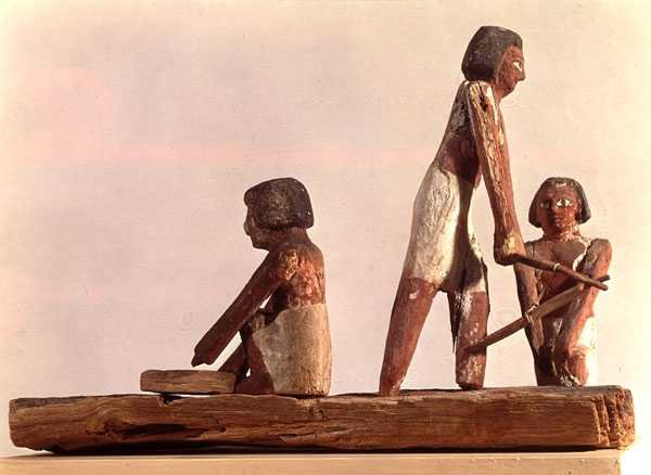 Model af egyptiske murstensmagerrige, fra Beni Hasan, ca. 2000 f.Kr. (malet af Middle Kingdom Egyptian