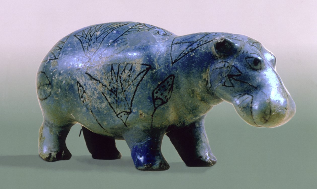 Statuette af en flodhest, 11.-12. dynasti, ca. 2000 f.Kr. (glas) af Middle Kingdom Egyptian