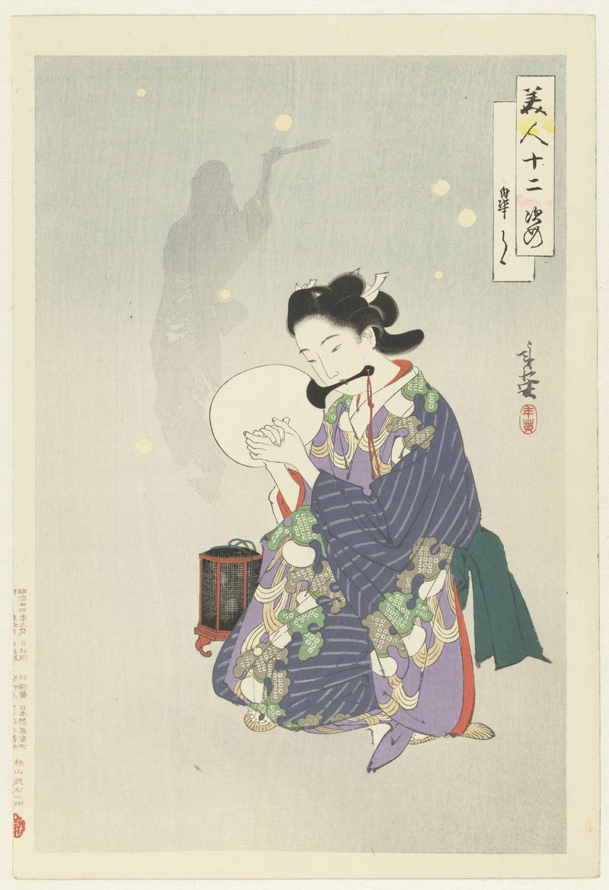 Den femte måned Satsuki (titel på objekt) Twelve Beauties (serietitel) Bijin junishi (serietitel på objekt) af Migita Toshihide