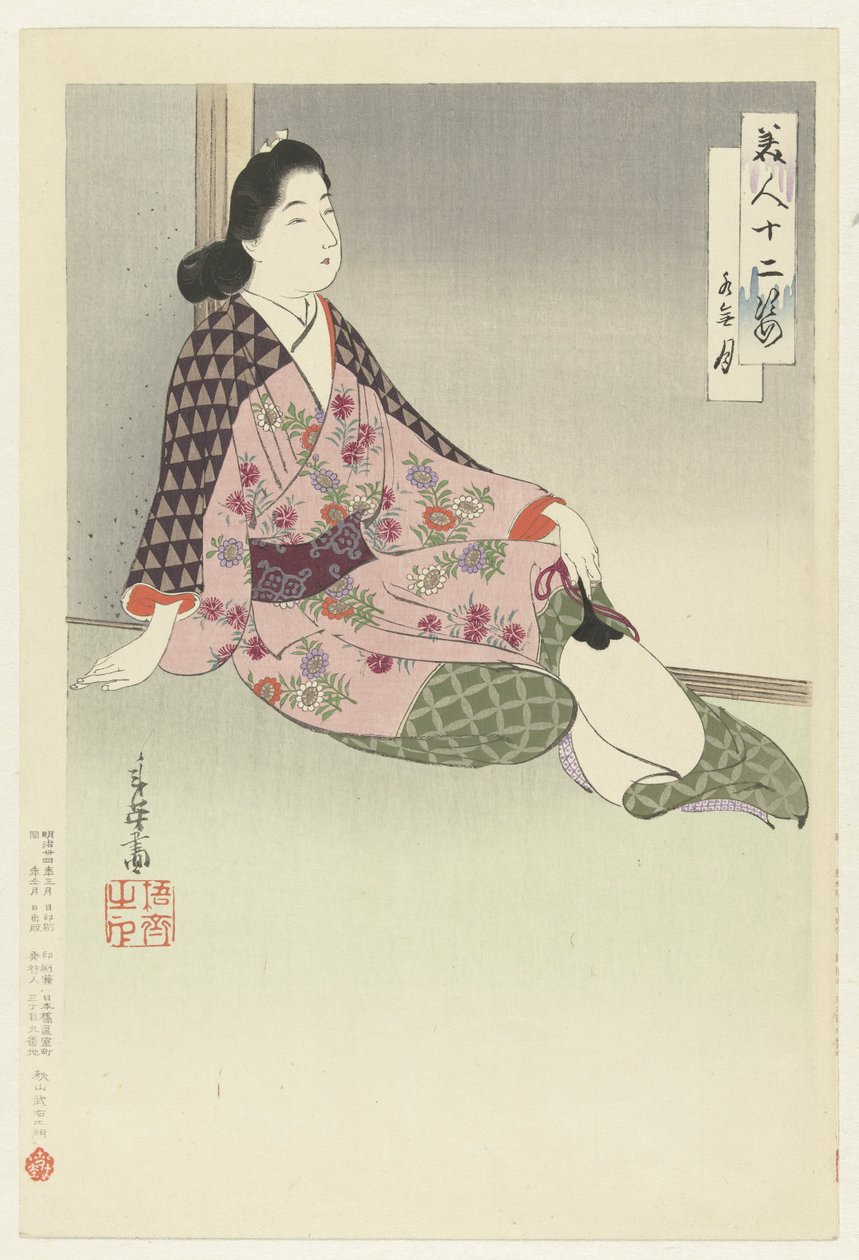 Den sjette måned Minazuki (titel på objekt) Twelve Beauties (serietitel) Bijin junishi (serietitel på objekt) af Migita Toshihide