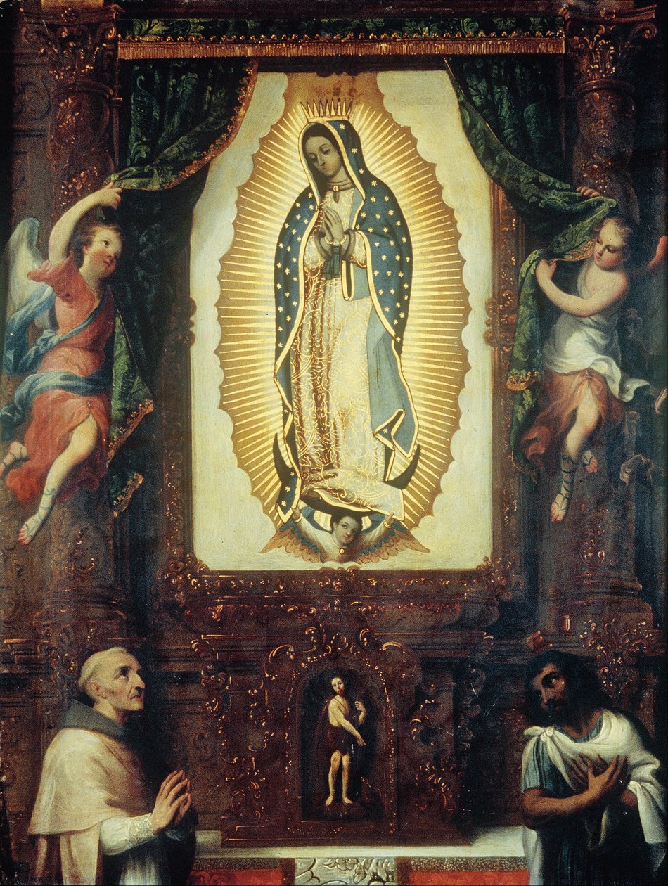 Altertavle af Jomfru af Guadalupe med Johannes Døberen, Fray Juan de Zumárraga og Juan Diego af Miguel Cabrera