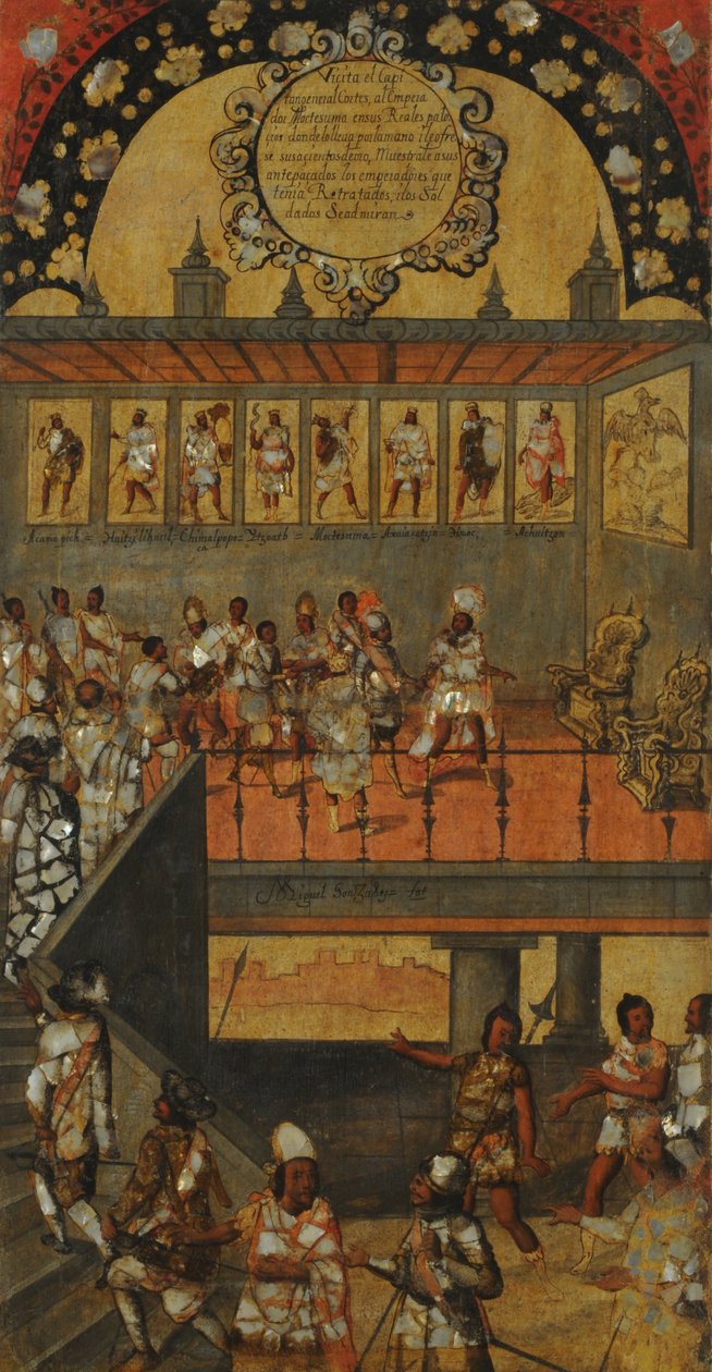 Erobringen af ​​Mexico, tabel XII af Miguel Gonzales