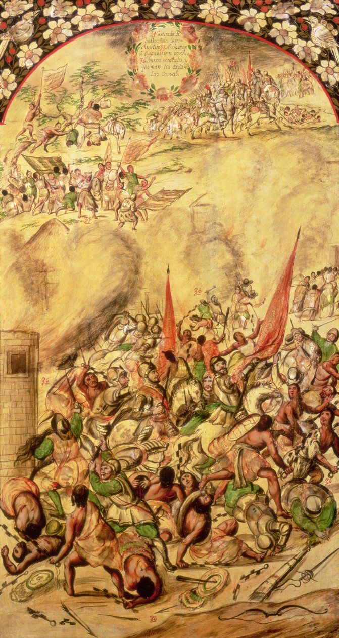 Erobring af Mexico: Spanierne trækker sig tilbage, 1. juli 1520, 1698 af Miguel and Juan Gonzalez