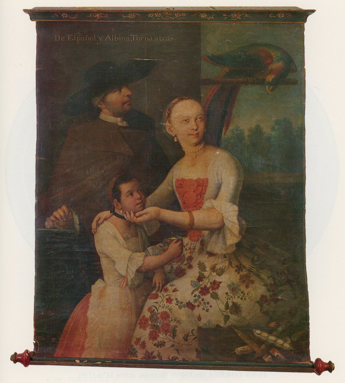 En af et par etnografiske portrætgrupper, ca. 1763 (rulle) af Miguel Cabrera