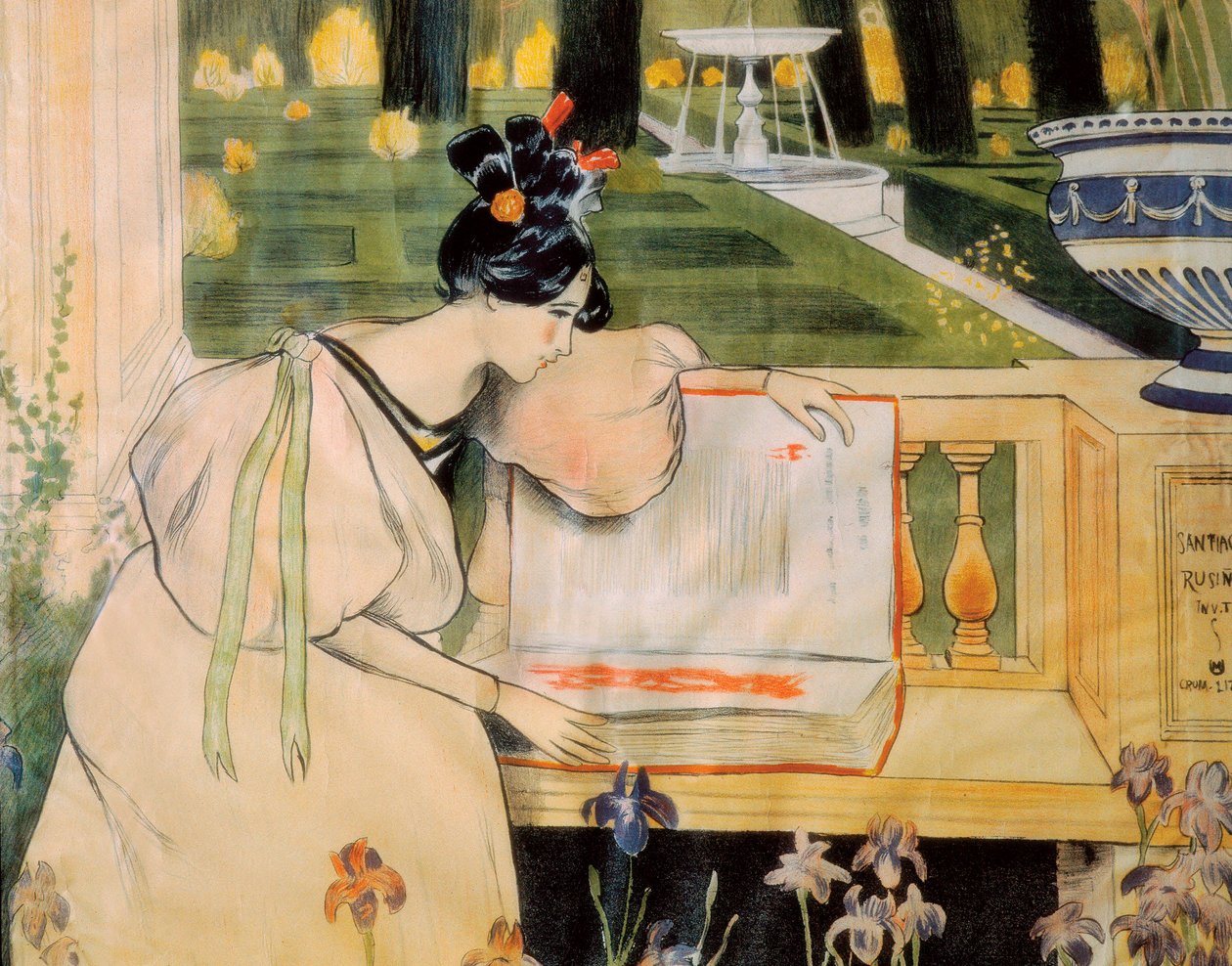 Præsentationsplakat af siderne i Rusinol i Prats liv (litografi af Miguel Utrillo