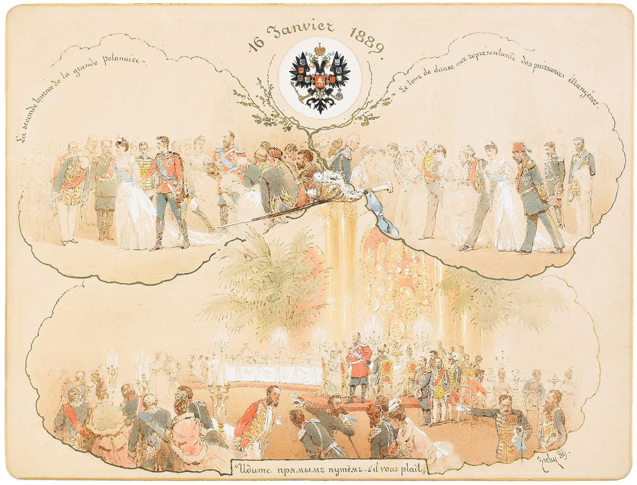 Et bal i den heraldiske sal i vinterpaladset, 1889 af Mihaly von Zichy