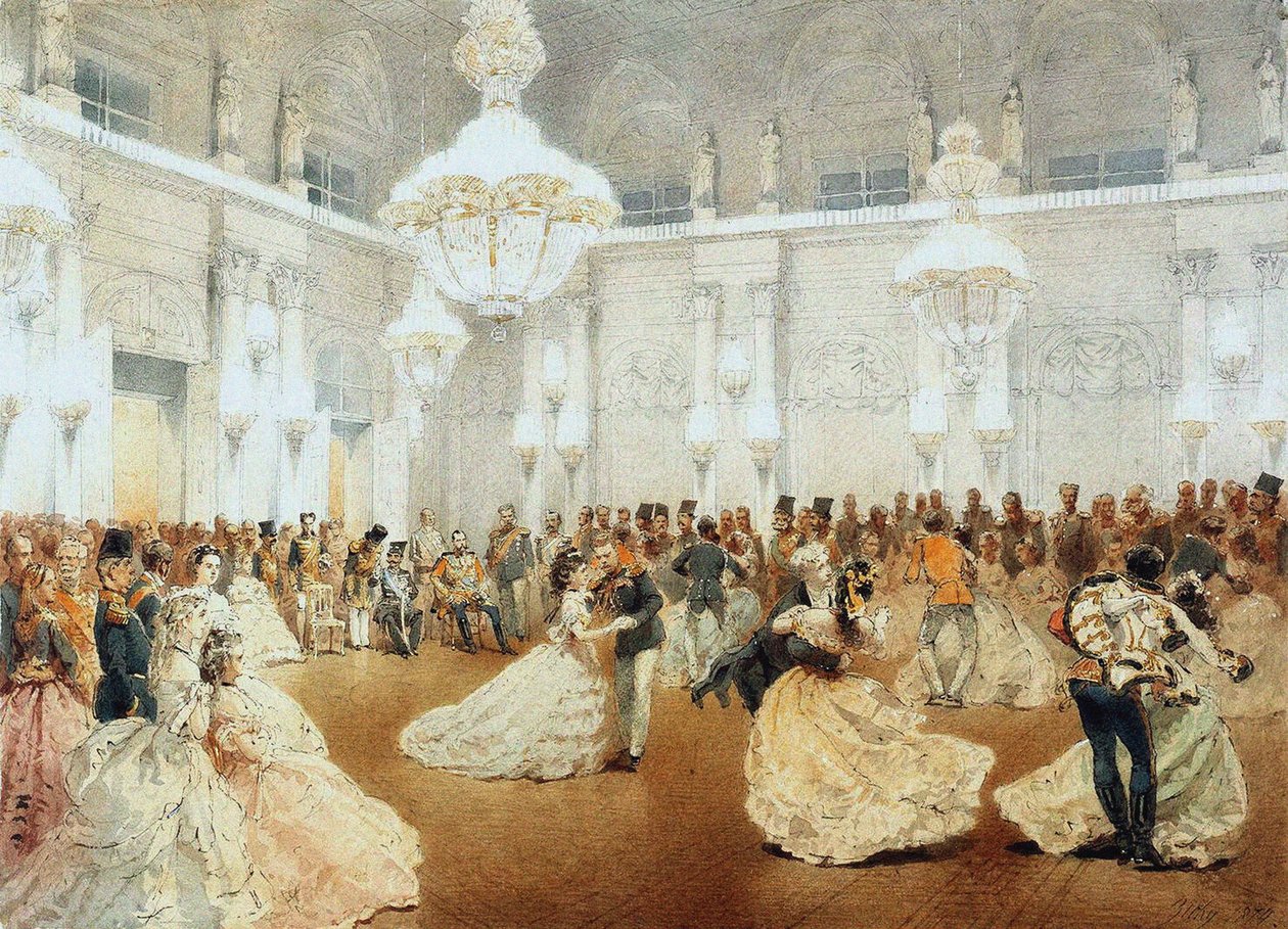 Bal i Koncertsalen i Vinterpaladset under det officielle besøg af Nasir al-Din Shah i maj af Mihaly von Zichy