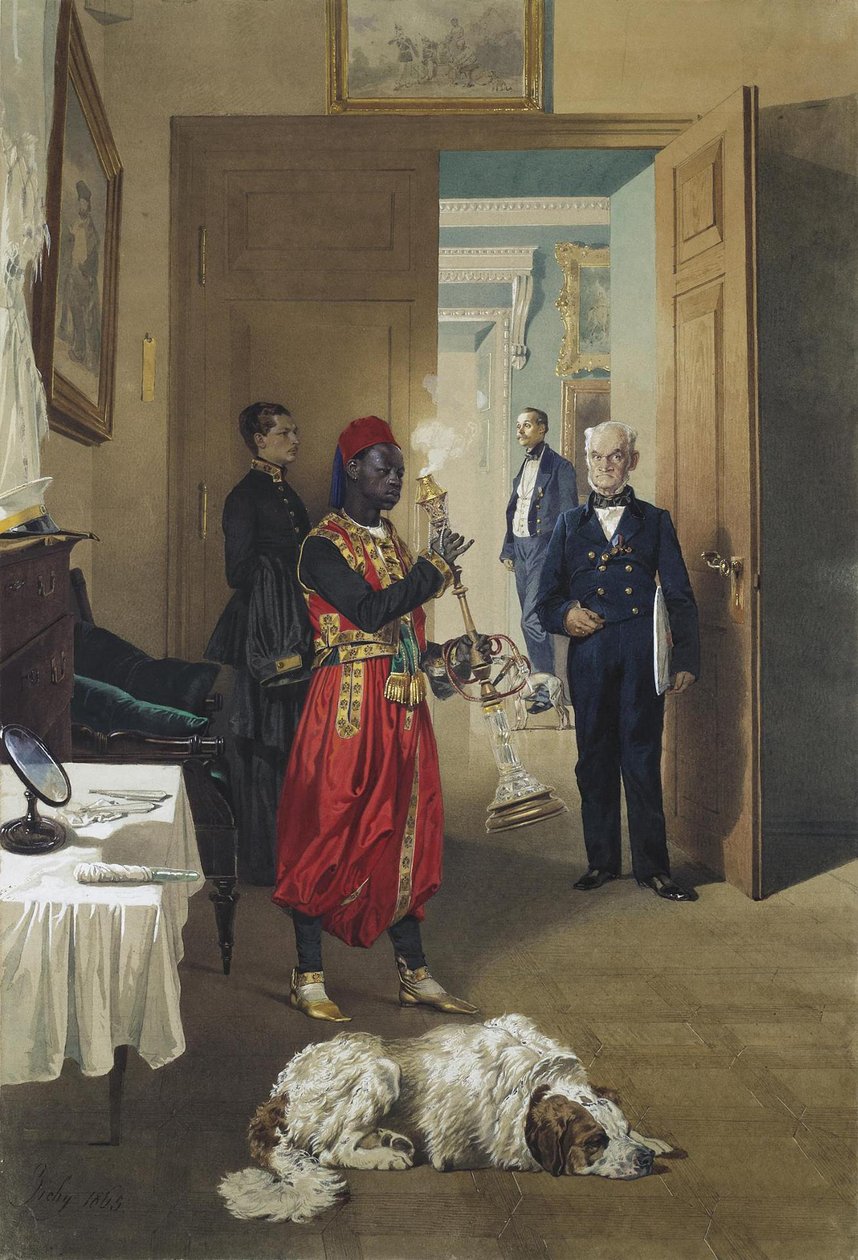 Foyer i det store palads i Tsarskoye Selo, 1865 af Mihaly von Zichy
