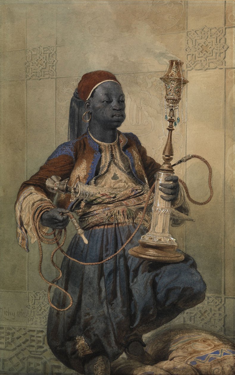 Nubian med et vandrør, 1862 af Mihaly von Zichy