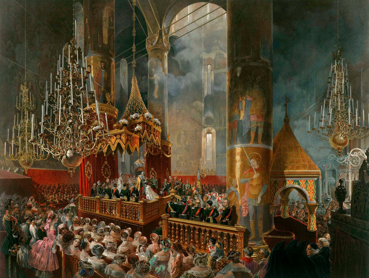 Kroningen af Tsarina Maria Alexandrovna af Rusland, Moskva, 1856. af Mihaly von Zichy