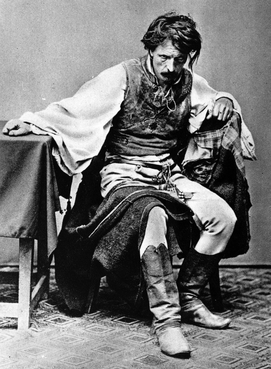 Fotografisk studie til maleriet "En dødsdømt mands sidste dag", ca. 1869 af Mihály Munkácsy