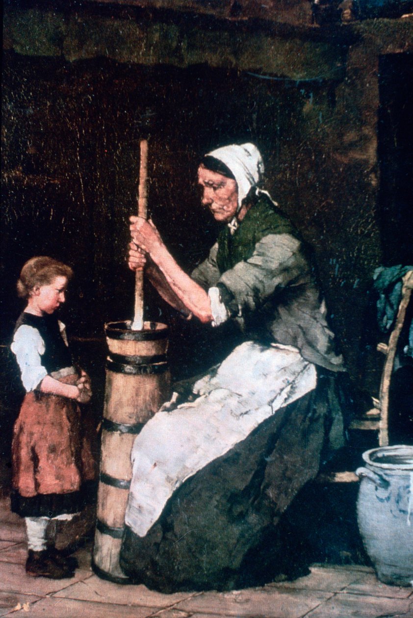 Kvinde ved Churn, c1864-1900 af Mihály Munkácsy