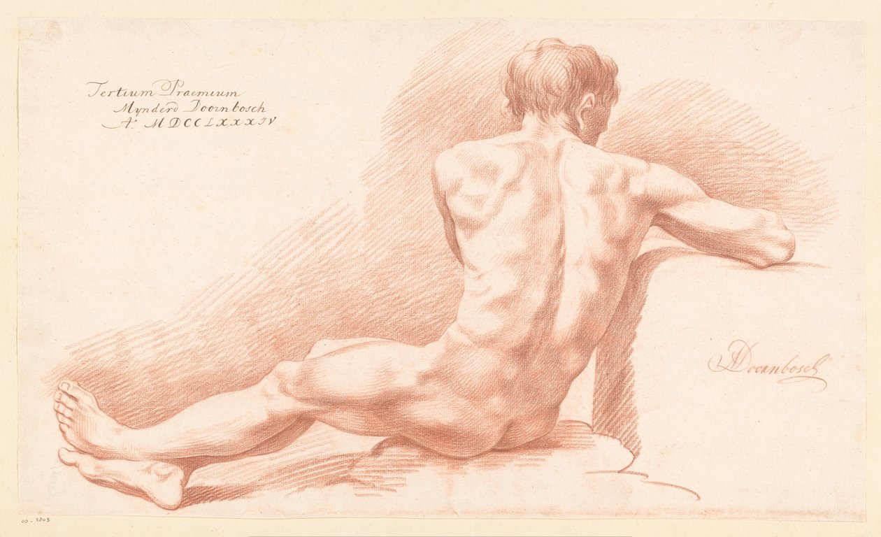 Siddende nøgen mand, set bagfra (3. præmie 1784) af Mijnderd Doornbosch