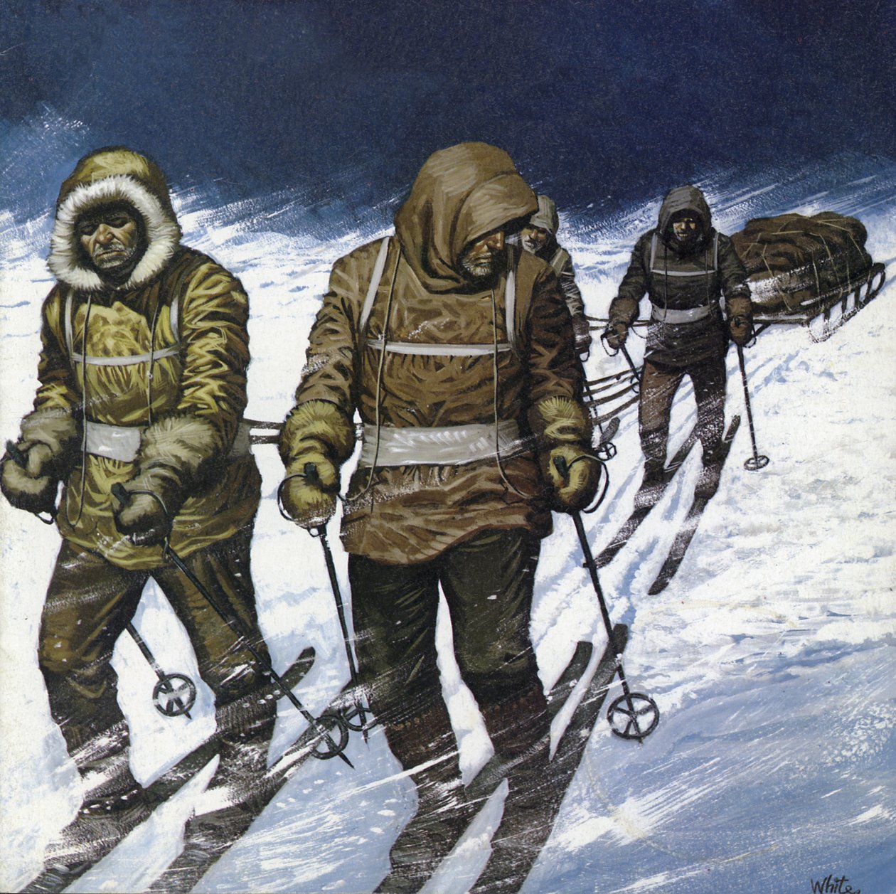 Treck to the Pole (farvelitografi) af Mike (20th century) White
