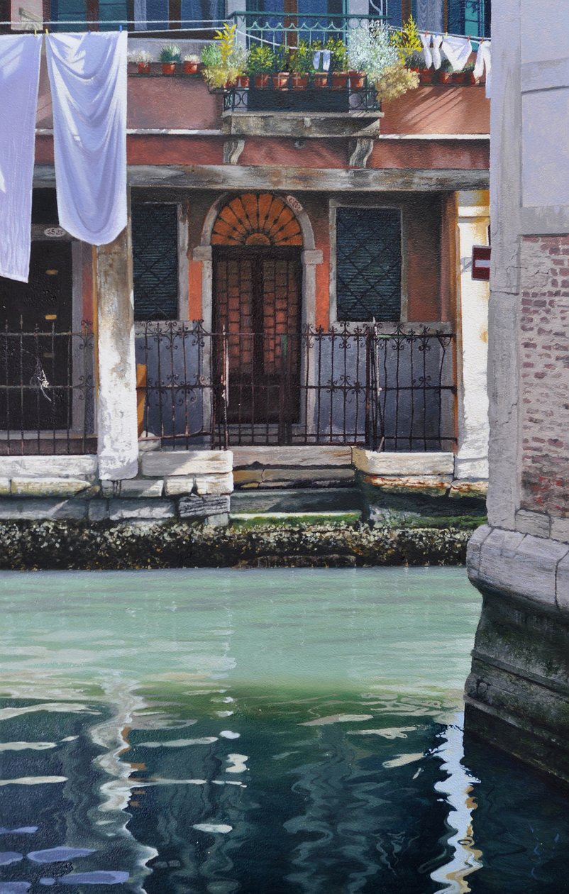 Early Morning Venice, 2019 (olie på panel) af Mike Briscoe