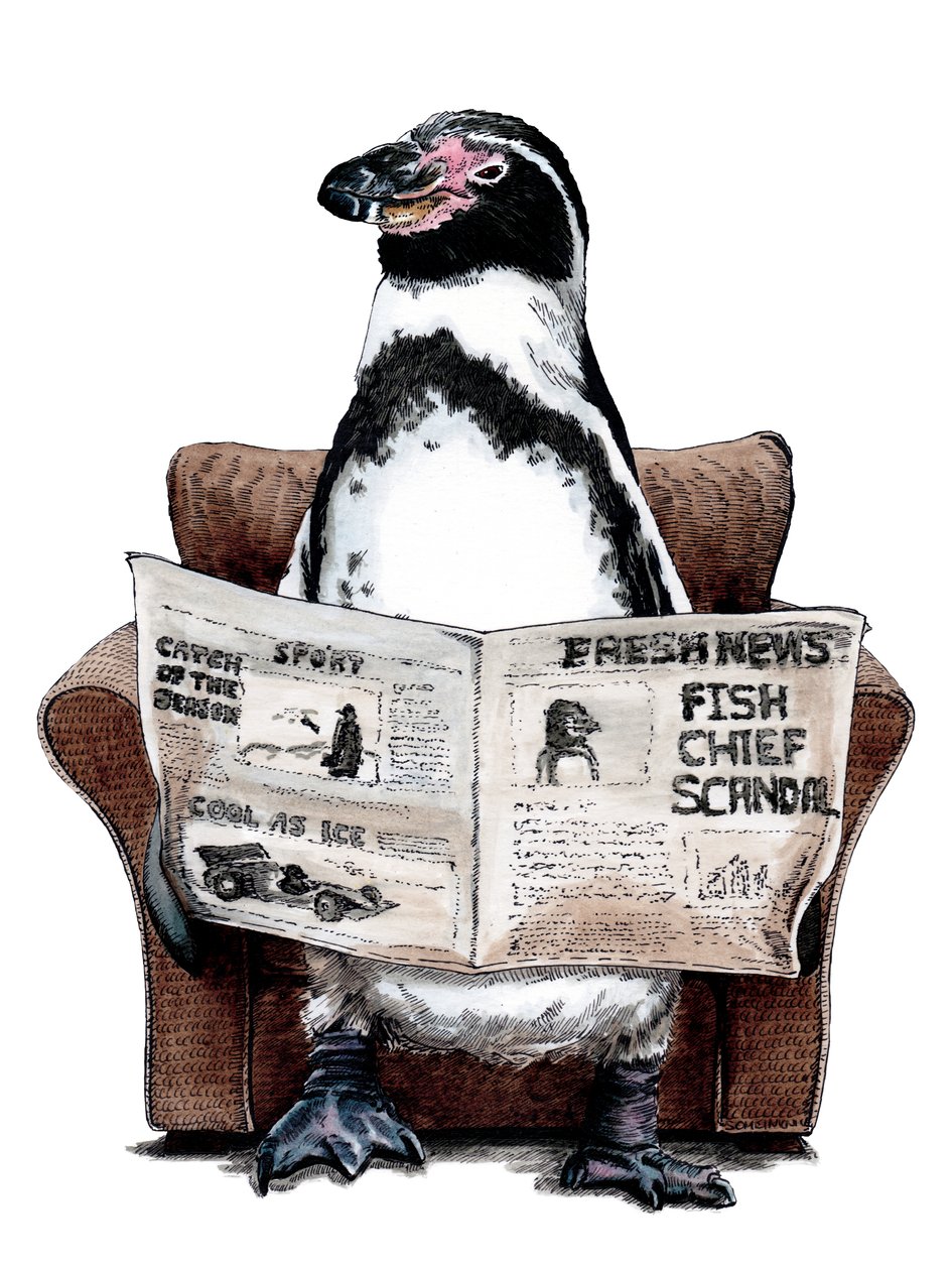 Retirement Penguin on White, 2020 af Mike Davis